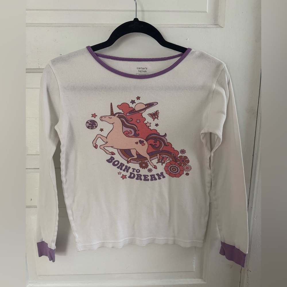 Carter's 100% Cotton 2 pairs of White and Purple Unicorn Girls Pajamas
